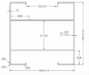Perfil Estructural de Riel de Aluminio Serie GC1433